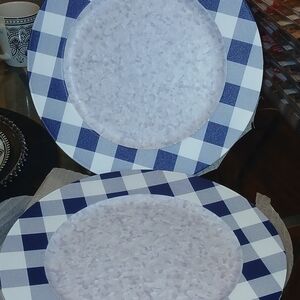 Blue and White Checkered Plates